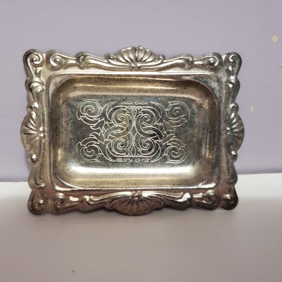 Vintage Mini Glass Silver Plated Salt Pepper Shakers w Tray - Picture 6 of 12